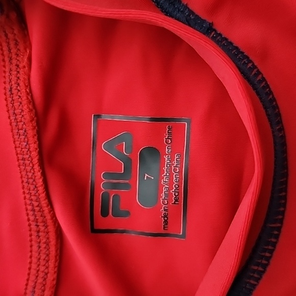 NWT Fila Girls Swim Sun Shirt Swimsuit 50+ UV Protection Red White Size 7 - Picture 5 of 7